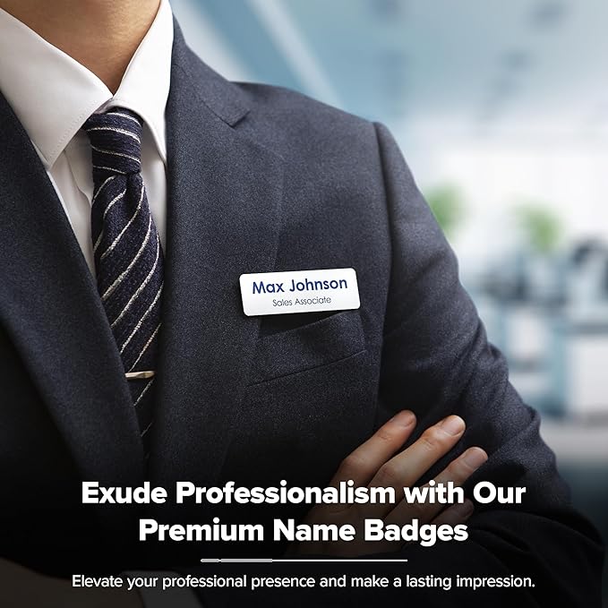 Name Tag, Magnetic White and Blue Name Tags, Personalized Name Tags, 1x3 Inches, Durable Engravable Impact Material, Made in The USA by My Sign Center