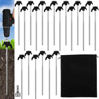 JaGely 20 Pcs 12 Inch Tent Stakes Screw in Camping Stake Heavy Duty Metal Spikes Ground Anchor Peg Threaded Tent Spikes with Hex Head Driver for Camping Garden Inflatable Outdoor Decor (Black)
