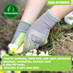 6 Pairs Eco Latex Palm Coated Garden Work Gloves by WORKPRO