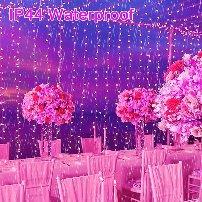 KAQ Connectable 240LED Pink String Lights Outdoor/Indoor, Extendable Plug in Twinkle Fairy Lights Waterproof with 8 Modes&Timer Function for Garden Bedroom Patio Tree Christmas Decorations