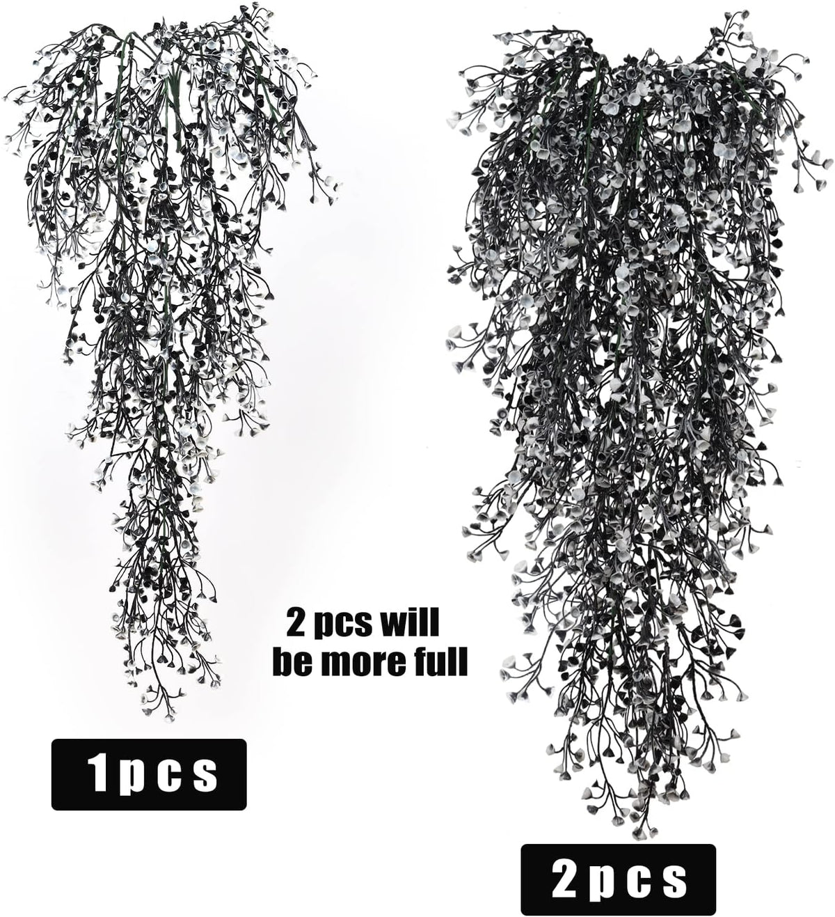 RECUTMS Artificial Hanging Plants 4 Pcs Fake Ferns Artificial Plants Large Faux Hanging Plant Wall Plants Fake Ivy Room Home Garden Wedding Halloween Party Indoor Outdoor Decor(Black White)