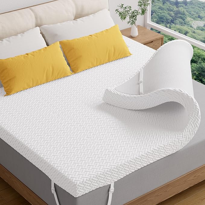 Memory Foam Mattress Topper Queen Size, 3 Inch Gel Infused Cooling Mattress Pad with Breathable Bamboo Cover, Pressure Relief & Machine Washable Bed Topper 60"x80"