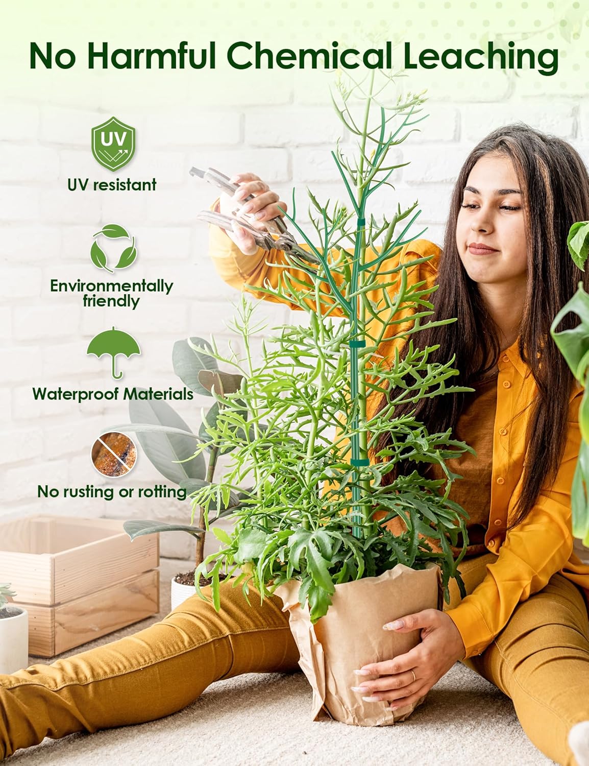 NiHome Comprehensive Plant Support Stake Set of 8 - Durable, UV Resistant 39.5" Stakes with Extension Poles, Orchid Clips & Plant Ties for Climbing Indoor & Outdoor Plants, Monstera, Pothos & More