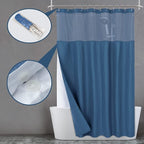 N&Y HOME Waffle Weave Shower Curtain with Snap-in Fabric Liner & Hooks Set - Hotel Style, Water-Repellent & Washable, Heavyweight Fabric & Mesh Top Window - 71x72, Moonlight Blue