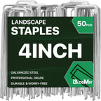 Landscape Staples 4 inch Stakes for Gardening 50 Pack Galvanized Garden Staples for drip Irrigation Landscape Fabric pins Updated Heavy-Duty Weed Barrier Fabric Lawn Outdoor Projects