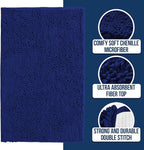 Muddy Mat Chenille Bathroom Rugs Quick Dry Microfiber Mats Non Slip Washable, Extra Thick, Soft and Highly Absorbent Bath Mats for Bathroom, Kitchen, and Shower Floor - Navy Blue Small 28"X18"