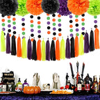 Black-Purple Green-Orange Halloween Tassel-Garland - 20pcs Birthday Party-Decorations Supplies Tassels, Wedding Baby Bridal Shower Decor Panduola