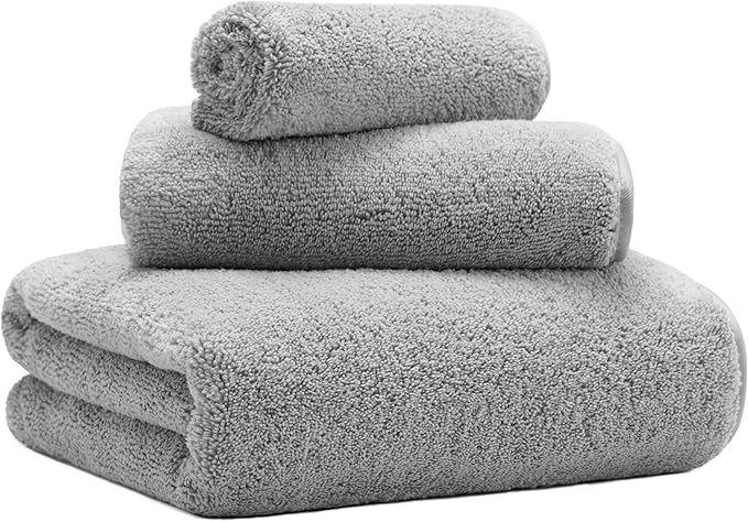 New Microfiber Bath Towel Set, 3 Piece, Oversize, Quick Dry, Lint Free, Includes Body, Hand and Face Towels