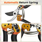 Professional 2-Pack Pruning Shears and Tin Snips Heavy Duty Garden Clippers with Japanese SK5 Steel and Stainless Steel Blades for Branch Cutting Bonsai Gardening Cardboard