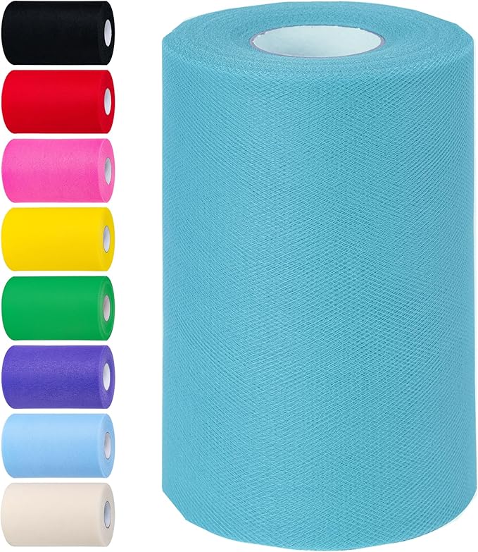 Deep Peacock Blue Tulle Fabric Rolls 6 Inch by 100 Yards (300 feet) Tulle Roll Spool Fabric for DIY Tutu Skirt Baby Shower Birthday Party Wedding Decorations Christmas Craft Supplies