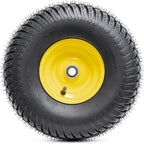 15x6.00-6(4PR) Tubeless Tire and Wheel, 15-Inch Replacement Pneumatic Tires and Wheel with 3/4" Bearings Compatible with Hand Truck, Wheelbarrow, Wagon, Gorilla Carts (Yellow, 2PCS)