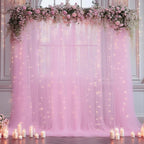 10x10 Pink Tulle Backdrop Curtains for Parties, Sheer Backdrop Curtain Wedding Photo Background Drapes for Baby Shower Photography Birthday Party