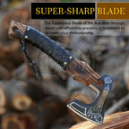 SHINY CRAFTS®- Decorative Viking Axe – Unique Gift for Dad Carbon Steel Blade with Leather Handle Perfect for Bushcraft or Display (SCA-16)