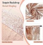 SquarePie Sequin Backdrop Curtain Not See Through Thick Glitter Background for Party 8FT x 10FT Rose Gold