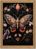Framed Vintage 3D Textured Wall Art - Gothic Butterfly Wall Decor - Hand Drawn Sandstone Nature Botanical Pictures for Living Room Bedroom Home Decor 12x16in