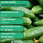 Marketmore 76 Cucumber Seeds for Planting - Heirloom Cucumber Seed Pack - Non-GMO, Crisp Texture Pickling Cucumbers for Planting Indoors or Outdoors - Vegetables Seeds for Planting
