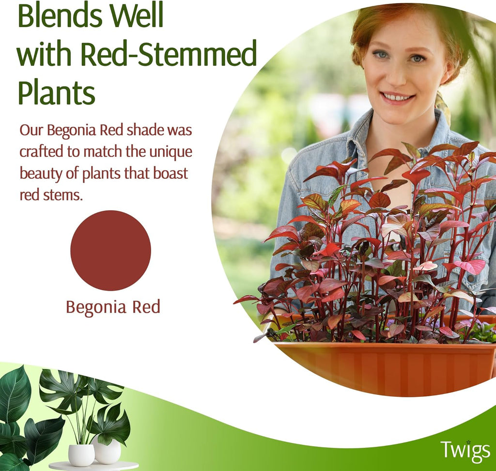 Stackable Plant Support Stakes, Stem Holder Structures for Indoor & Outdoor Use, Garden Accessories for Climbing & Potted Plants, Trellis Alternative - Begonia Red, 10 Pack, 17" L