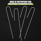 Pelopy 200 Pcs 1/2" Irrigation Drip Tubing Stakes 5 in J-Shaped Landscape Staples Garden Drip Line Stakes Soaker Hose Pins for Lawn Plant Yard Fence Ground Drips Systems, Sliver