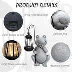 Frog Solar Garden Statues,Resin Frog Figurine Decorations with Solar Lights Lantern, Outdoor Frog Garden Decor Art for Lawn,Yard, Unique Housewarming Gift for Women Mom Grandma