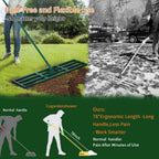 Lawn Leveling Rake Heavy Duty Stainless Steel Lawn Leveler Tool 45”x10” with 78” Adjustable Long Handle Yard Level Rake for Soil, Ground,Backyard Dressing,Golf Field,Garden Tools Grass Seed