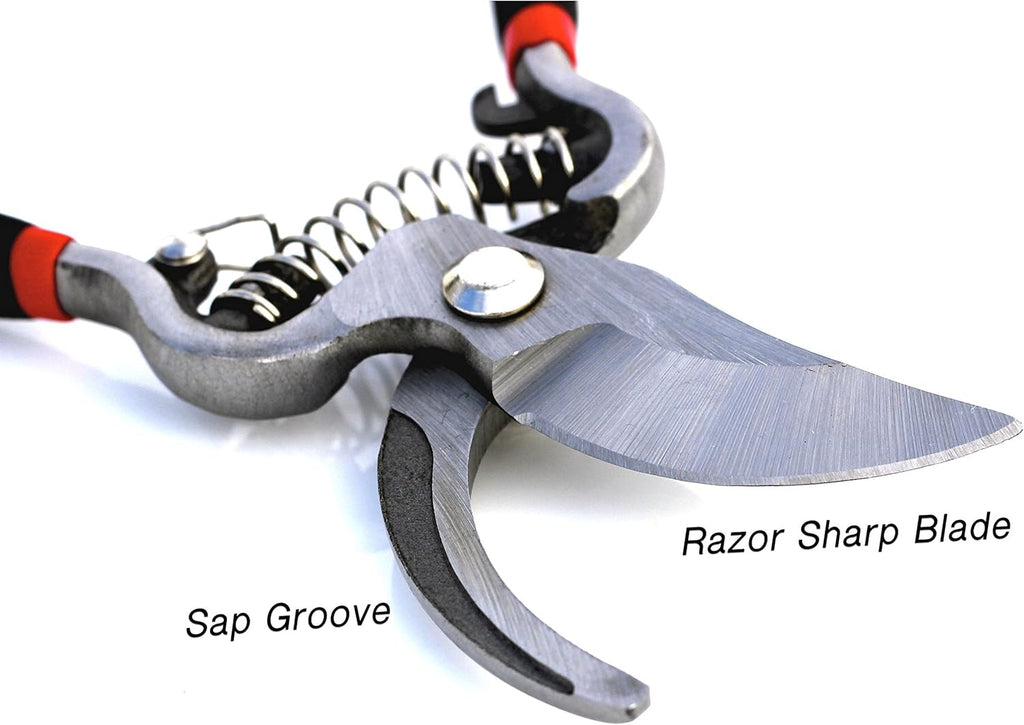 Garden Guru Classic Bypass Pruning Shears Clippers – Heavy Duty Forged Steel Garden Pruners – Safety Lock – Non Slip Comfort Grips – Cuts up to 1” – Professional Bypass Pruners for Gardening (4 Pack)