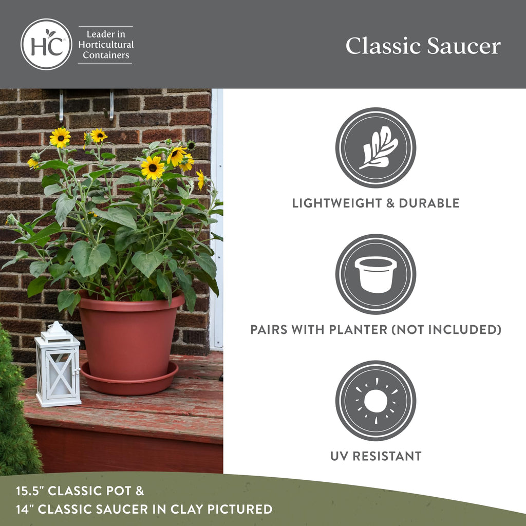 The HC Companies Flower Pot Saucers - Plastic Plant Saucer for Outdoors & Indoors - Traditional Design Plant Pot Trays for Water Drainage - Durable & Stylish Round Plant Tray (16-inch Black)
