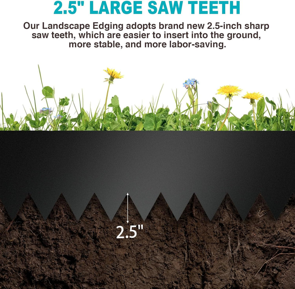 8 Inch Metal Landscape Edging, 6 Pack Heavy Duty Galvanized Steel Garden Edging,Steel Landscape Edging with 7 Clips for Lawn, Pathway, Yard