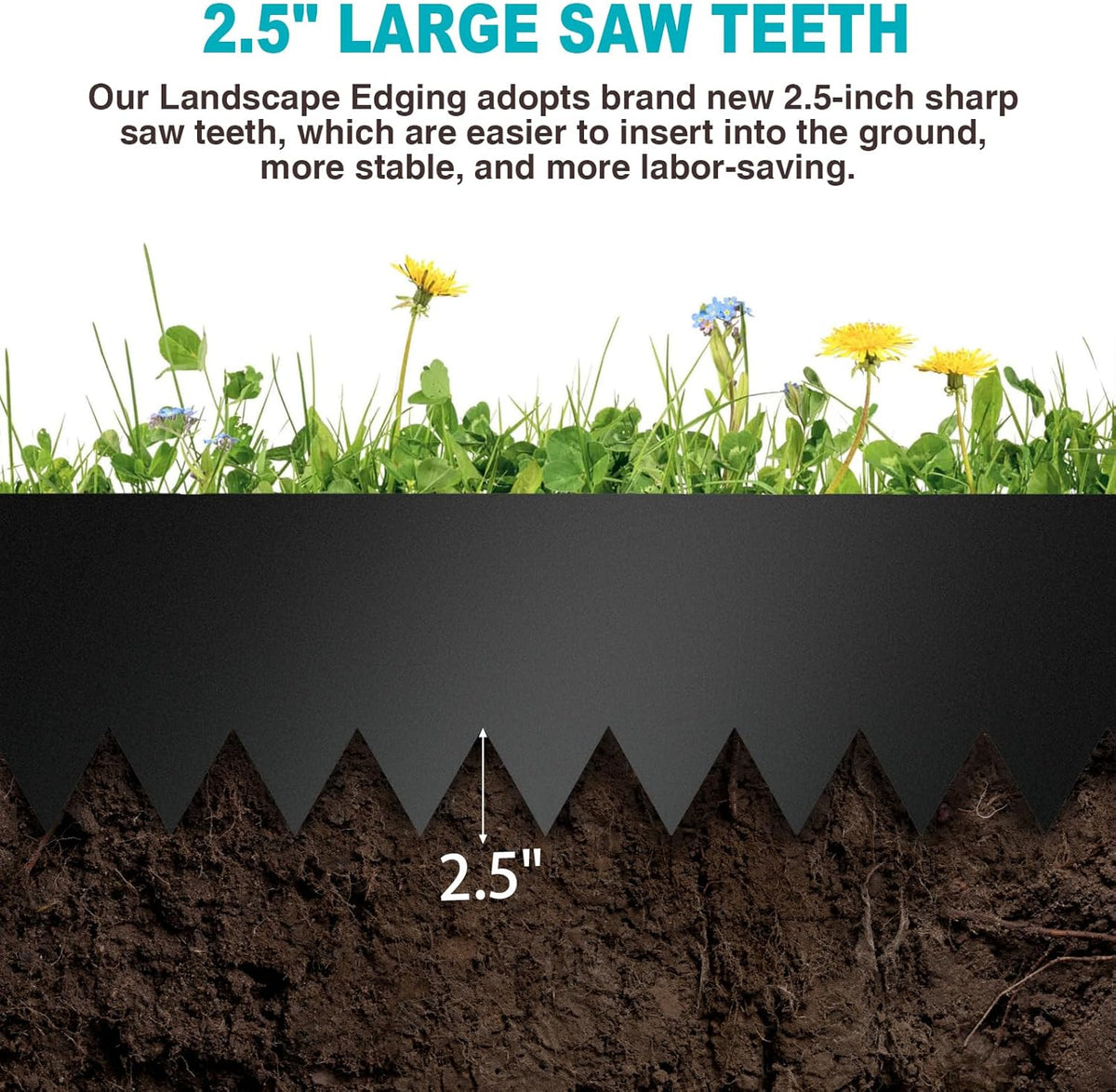 8 Inch Metal Landscape Edging, 6 Pack Heavy Duty Galvanized Steel Garden Edging,Steel Landscape Edging with 7 Clips for Lawn, Pathway, Yard