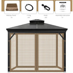 OIPUNSHLE 10x10 Gazebo Universal Replacement Mosquito Netting, Brown