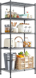 5 Tier Storage Shelves 1010LBS Wire Shelving Unit Adjustable Metal Shelving Pantry Shelves Sturdy Steel Commercial Shelf for Kitchen Pantry Closet Laundry School,13.6" D x 21.5" W x 59.4" H