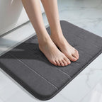 Yimobra Memory Foam Bath Mat, Super Soft Absorbent Bathroom Rug Non Slip 24x17 Inch, Quick Dry, Machine Washable Floor Carpet for Tub Shower, Home Decor Accessories, Dark Gray