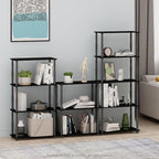 Furinno Turn-N-Tube 3-Tier Compact Multipurpose Shelf Display Rack with Classic Tube, Black/Grey