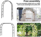 RUBFAC 94" Metal Garden Arch Trellis for Climbing Plants Outdoor, Garden Arbors and Arches, Wedding Arch Frame Archway for Balloons Pumpkin Vines Halloween Christmas Party Decoration, Black