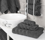 American Soft Linen Premium 3 Piece Towel Set, 1 Bath Towel 1 Hand Towel 1 Washcloth, 600 GSM 100% Cotton Turkish Towels for Bathroom, Dark Gray Towel Set