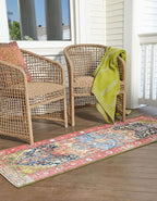 Unique Loom Outdoor Traditional Collection Area Rug - Limon (2' x 8' Runner Multi/Red)