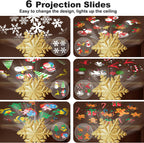 Christmas Tree Toppers Lighted with 6 Projection Modes, Christmas Snowflake Tree Topper with Built-in LED Rotating Lights, Gold 3D Glitter Projection for Xmas Party Holiday Decorations