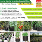 5-Pack 10 Gallon Plant Grow Bags (16x12 inch) Thickened Garden Bag Fabric Plant Pots for Tomato,Potato Planters,Herbs Veggies Planter Bag,Garden Pot,Flower Pot,Barrel Planter,Plant Container W/ Gloves