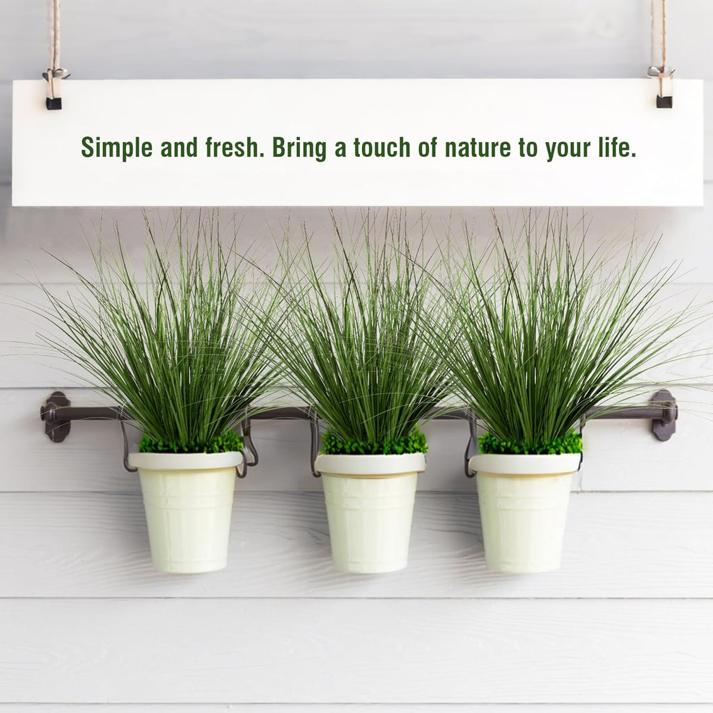 8PCS 17.3" Fake Plants Artificial Wheat Grass Greenery Plastic Plants Fake Grass Artificial Plants for Outdoor Decor Artificial Flower with Greenery Stems for Indoor Home Decoration