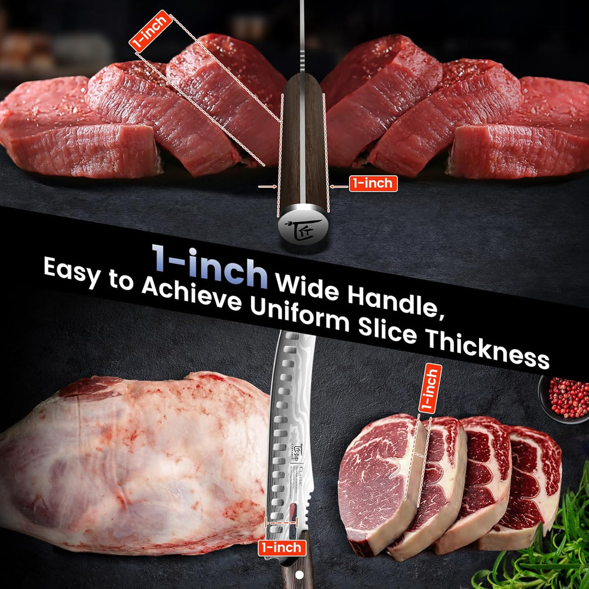 Butcher Knife Set, 3 PCS Kitchen Knives Set for Cutting, Meat Cleaver Chef Knife Set, Japanese Style High Carbon Steel Knives Set, Chopping & Slicing & Boning for Home and BBQ, Gift for Men