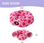Lesure Cat Tunnel Bed for Indoor Cats - Cute Cat Donut Tunnel Toys with Washable Circle Cushion, Valentine's Day Gifts for Cats, Round Pet Peekaboo Cave Toy for Kitten, Standard Lover Hearts