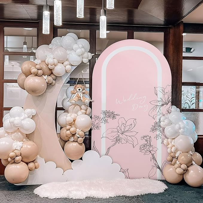 Wedding Arch Cover 7.2FT 6.6FT 6FT Spandex Arch Backdrop Cover Stretchy Backdrop for Wedding Birthday Party Decoration Baby Shower