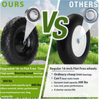 Upgraded 16" Flat Free Wheelbarrow Wheels and Tires, 4.80/4.00-8 Solid Tires with 5/8" & 3/4" Bearings,14"-16" Universal Fit Wheelbarrow Wheels for Wheelbarrows/Garden Trailer