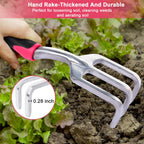 Garden Tools Set, 3 Pack Heavy Duty Gardening Tools Set Include Garden Shovel, Transplant Trowel and Hand Rake with Ergonomic Handle, Aluminum Alloy Lawn for Planting Tools, Red
