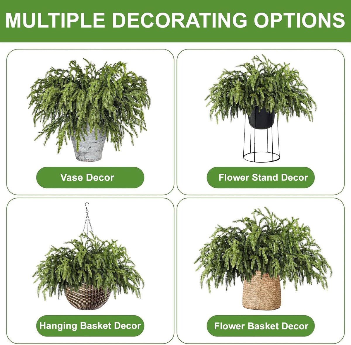 Artgar 30 Pcs Pine Branches - 18 Inch Artificial Green Pine Stem - Real Touch Christmas Greenery Pines Branches for DIY Flower Arrangement Home Indoor Christmas Decor