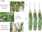 3 Eucalyptus Stems Artificial Hanging Plant, Fake Plastic Hanging Greenery Stems with Roots for Home Farmhouse Wall, Ceiling, Bathroom, Mantle, Outdoors Porch Decorations (3, Eucalyptus)