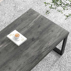 EXCEFUR Modern Coffee Table, Rustic Wood and Metal Center Table for Living Room, Industrial Rectangle Cocktail Tea Table for Home Office, Vintage Grey, 47 Inch