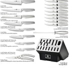 19 Piece Contour High Carbon Stainless Steel Kitchen Knife Set with Knife Sharpener Non-Slip Handles Knife Set with Block