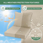 Summsun Outdoor Chair Cushion Weather Resistant, Backrest and Seat Cushion Set for Patio Furniture with Waterproof Removable Cover, 19 x 19 Inch, Cream, Set of 4