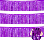 3 Pack 10 Feet Purple Foil Fringe Garland Metallic Tinsel Streamers Banner Wall Hanging Curtain Backdrop for Parade Floats, Christmas Day, Valentine's Day, Thanksgiving, Birthday Party Decorations