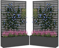 2PCS Metal Planter Box with Trellis,70.9"x47.2"x15.7" Raised Garden Bed with Drainage Holes, Privacy Planters for Outdoor, Garden Bed for Climbing Plants,Vegetables,and Vines, Black-louvered